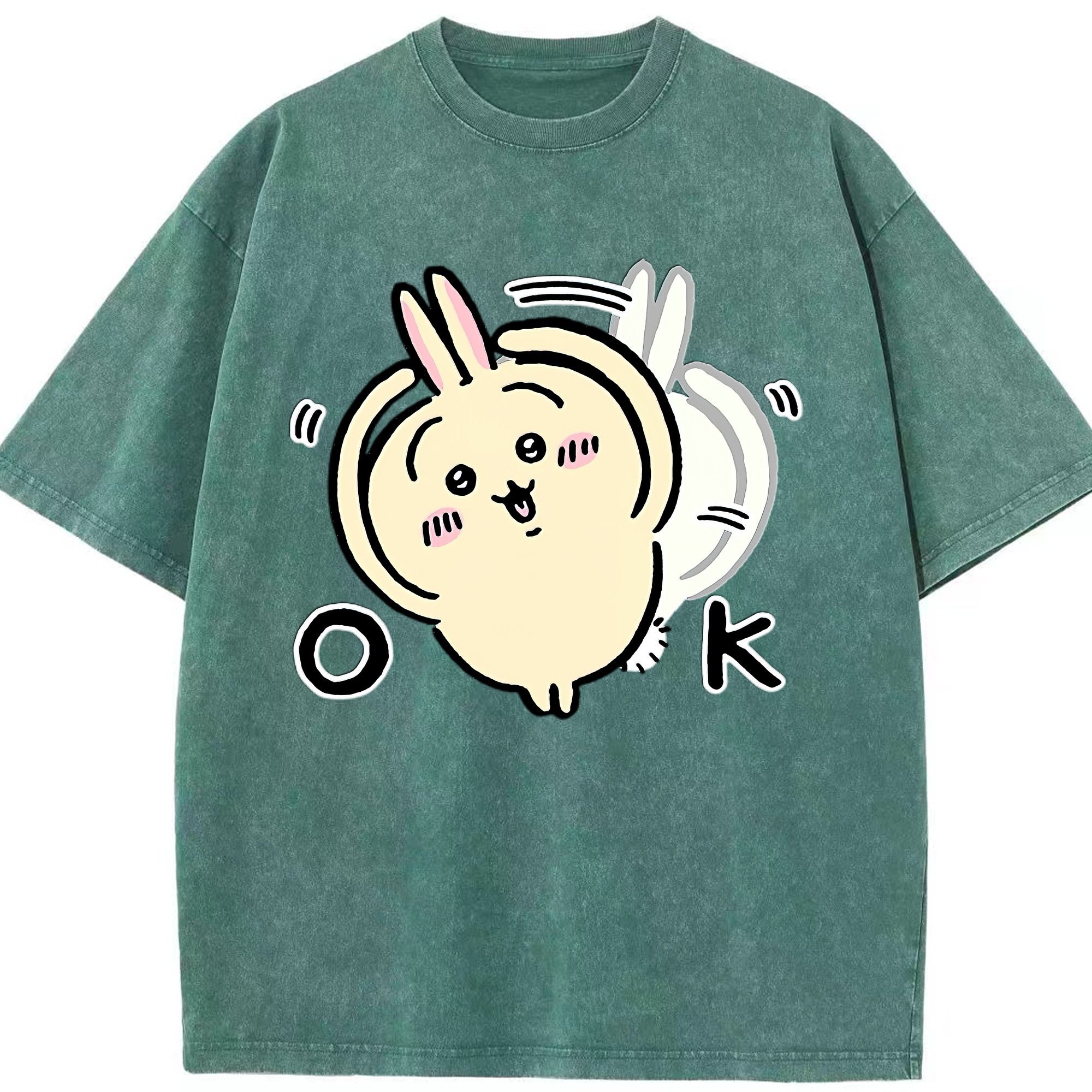 （画像用） ちいかわ うさぎ Chii-kawa usagi 綿100% ヴィンテージ風 半袖Tシャツ（フロントプリント）